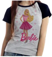 Baby look blusa feminina Barbie rosa boneca - Foto 2