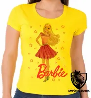 Baby look blusa feminina Barbie rosa boneca - Foto 5