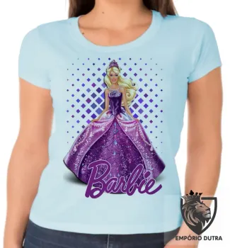 Baby look blusa feminina Barbie roxa boneca - Foto 2