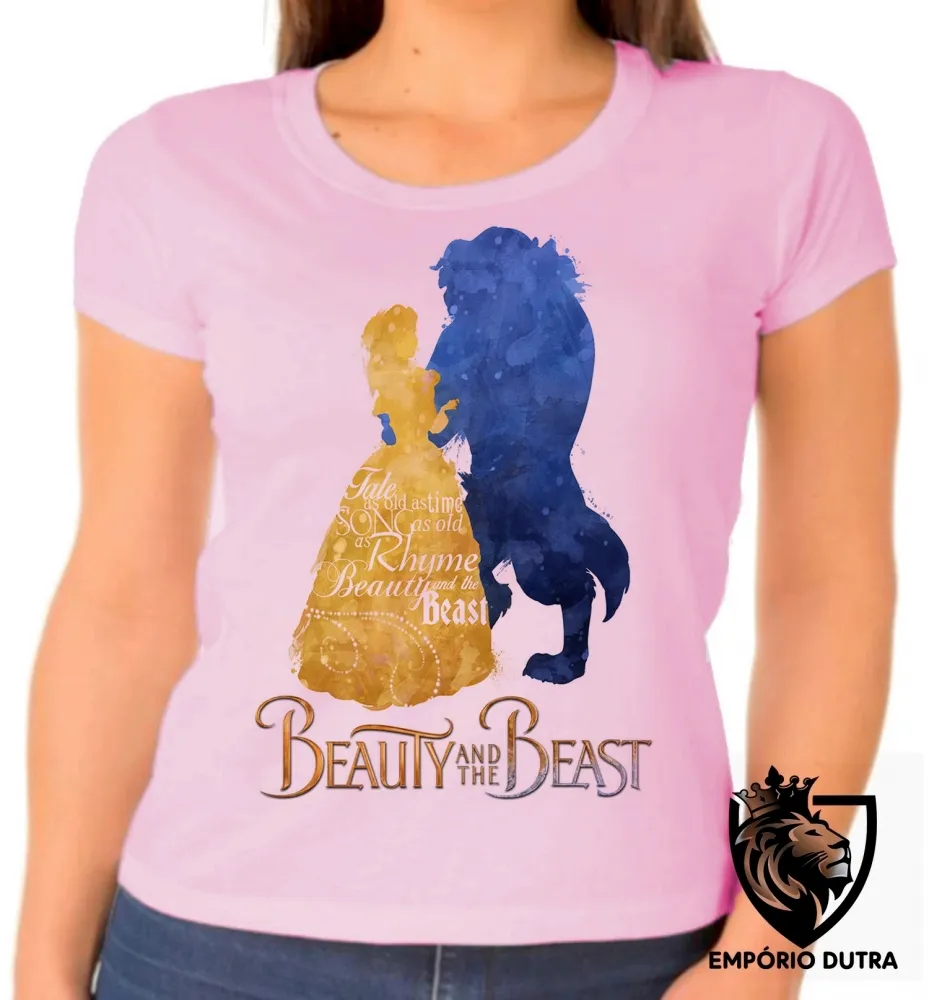 Baby look blusa feminina Beauty and the Beast bela fera disney