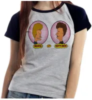 Baby look blusa feminina Beavis and Butt head balões rosa - Foto 2