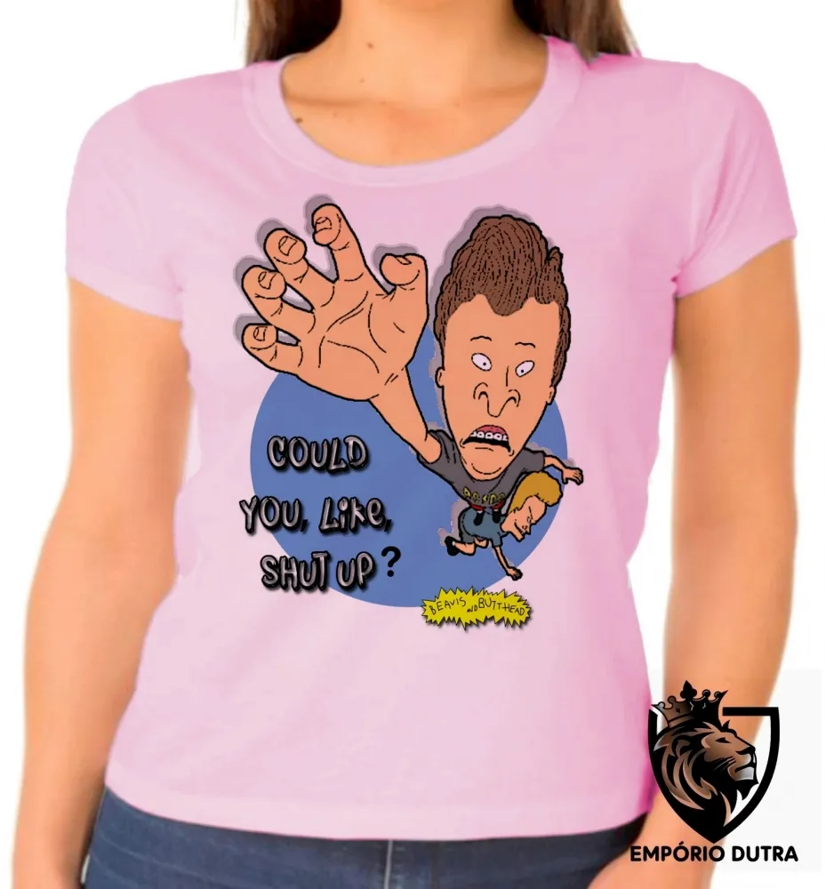 Baby look blusa feminina Beavis and Butt head could you like shut up Imagem