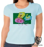 Baby look blusa feminina Bob Esponja e água viva desenho - Foto 3