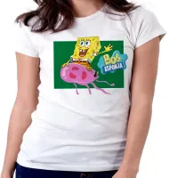 Baby look blusa feminina Bob Esponja e água viva desenho - Foto 4