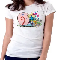 Baby look blusa feminina Bob esponja Gary Meow caracol - Foto 4