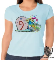 Baby look blusa feminina Bob esponja Gary Meow caracol - Foto 6