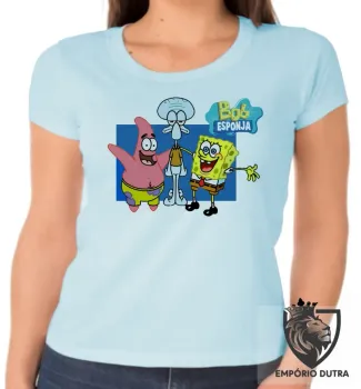 Baby look blusa feminina Bob Esponja Patrick Lula Molusco - Foto 2