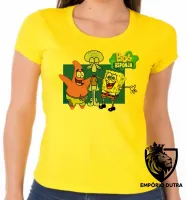 Baby look blusa feminina Bob Esponja Patrick Lula Molusco - Foto 3