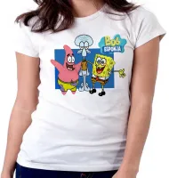 Baby look blusa feminina Bob Esponja Patrick Lula Molusco - Foto 6