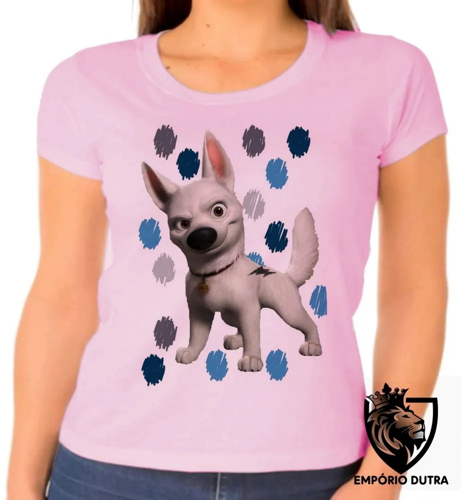Baby look blusa feminina Bolt manchas cachorro dog cão