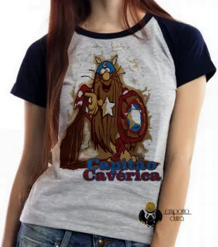 Baby look blusa feminina capitão caverna america caverica heroi - Foto 2