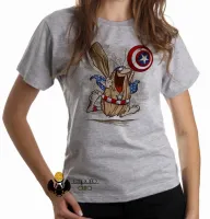 Baby look blusa feminina capitão caverna escudo america desenho antigo - Foto 4