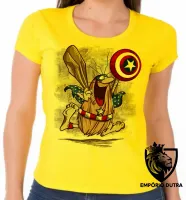 Baby look blusa feminina capitão caverna escudo america desenho antigo - Foto 5