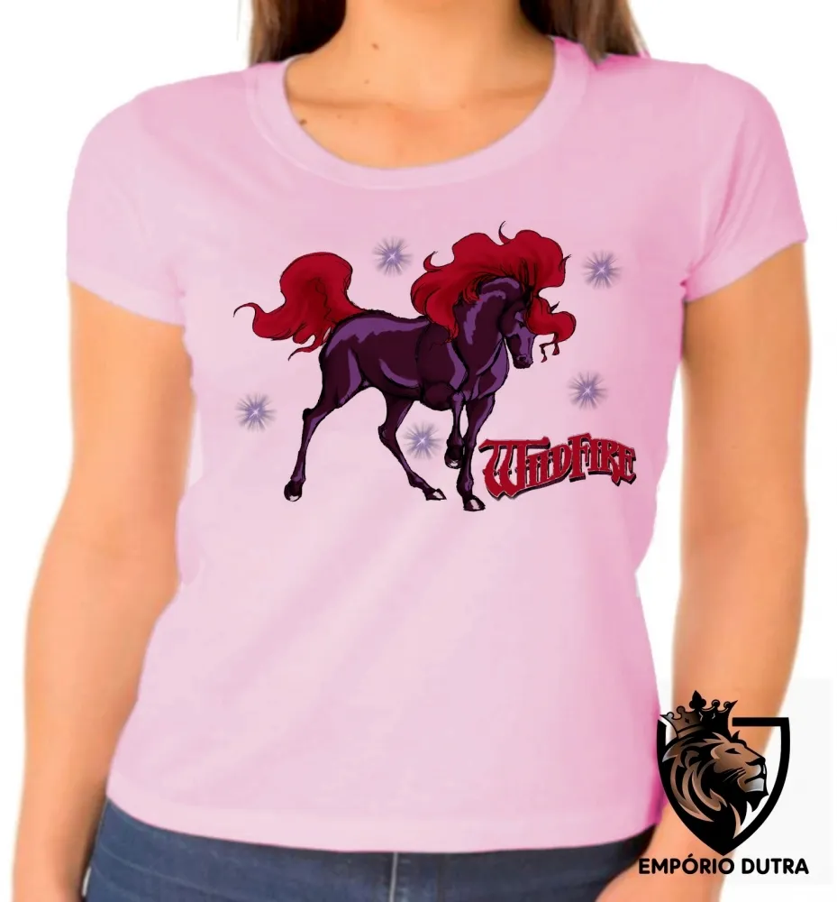 Baby look blusa feminina Cavalo de Fogo sozinho