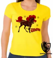Baby look blusa feminina Cavalo de Fogo sozinho - Foto 3
