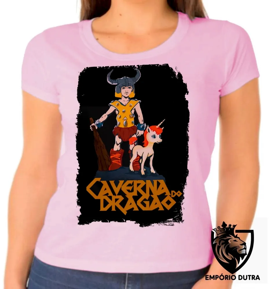 Baby look blusa feminina caverna do dragão dungeons dragons unicornio