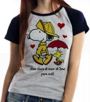 Baby look blusa feminina Chuva de amor de Deus Snoopy - Foto 2