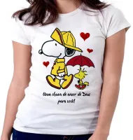 Baby look blusa feminina Chuva de amor de Deus Snoopy - Foto 3