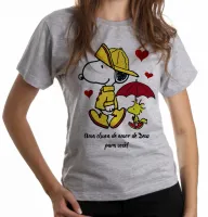 Baby look blusa feminina Chuva de amor de Deus Snoopy - Foto 4
