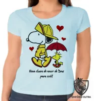 Baby look blusa feminina Chuva de amor de Deus Snoopy - Foto 6