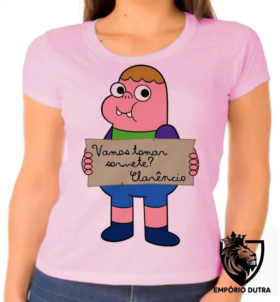 Baby look blusa feminina clarencio o otimista desenho