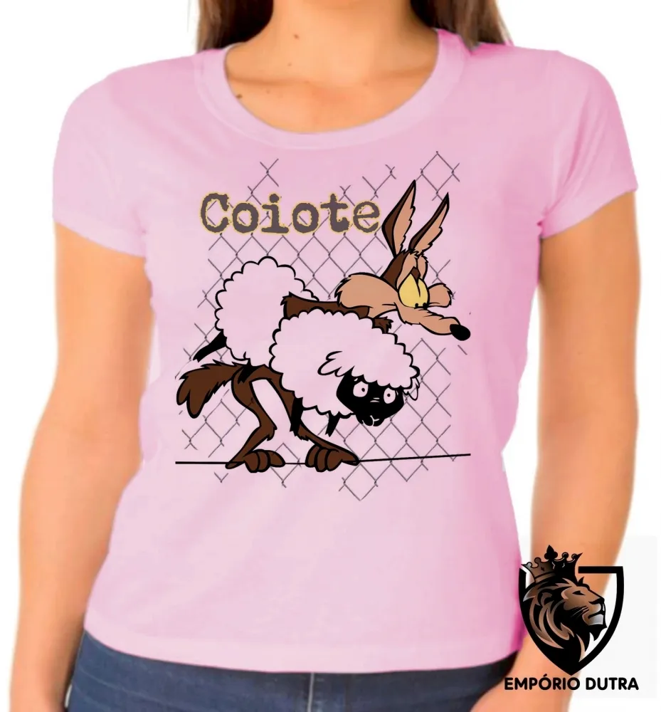 Baby look blusa feminina Coiote ovelha papaleguas acme Imagem