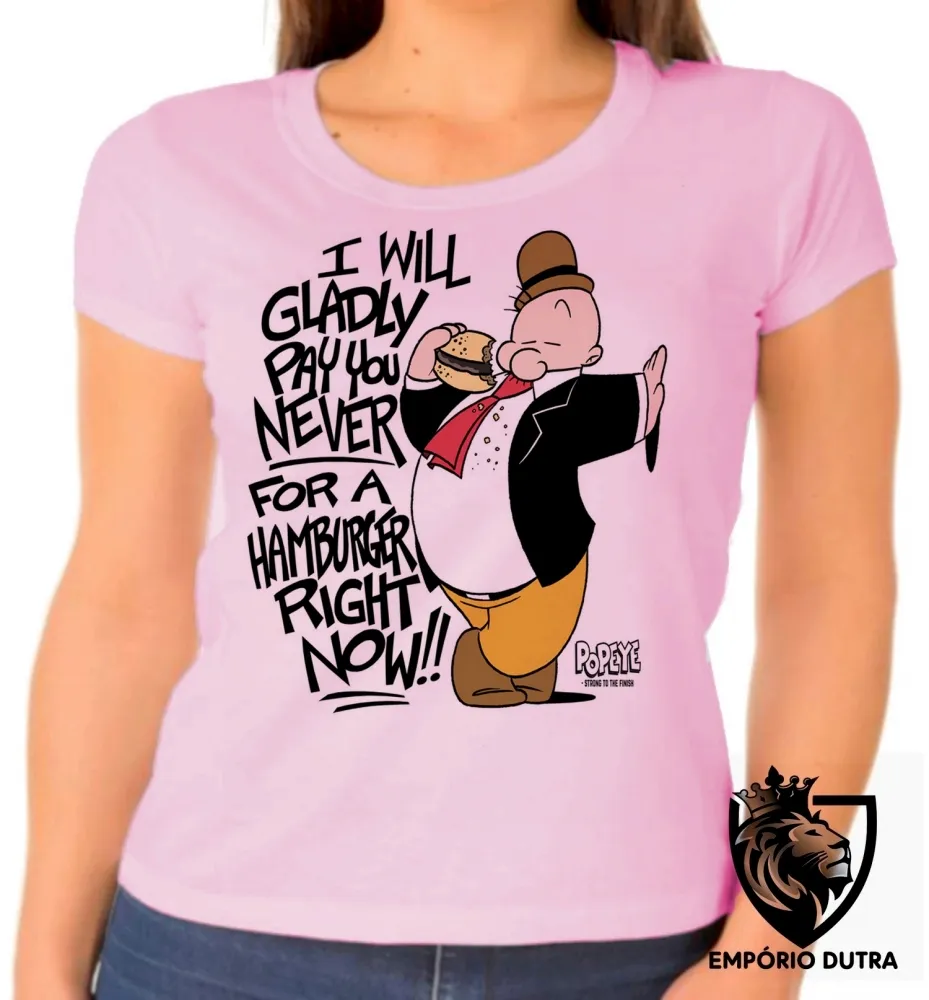 Baby look blusa feminina Dudu marinheiro popeye hamburger