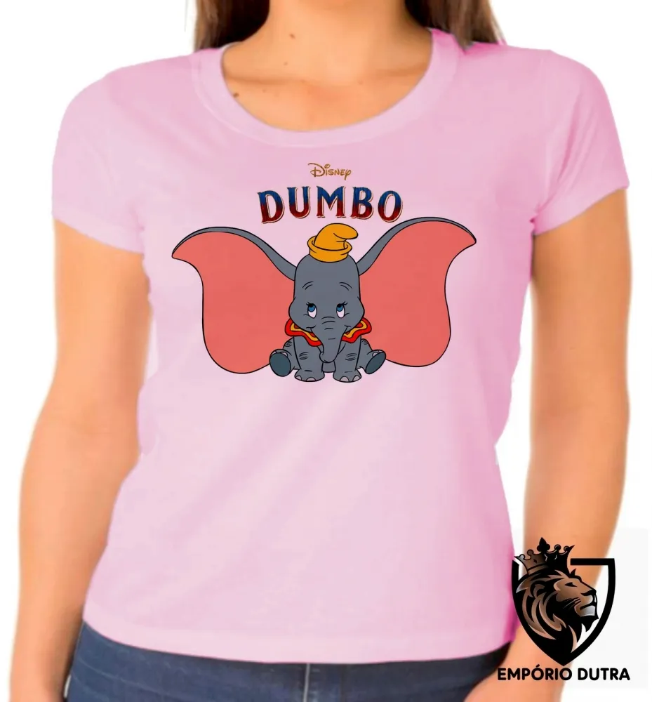 Baby look blusa feminina Dumbo desenho elefante