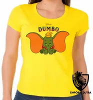 Baby look blusa feminina Dumbo desenho elefante - Foto 3