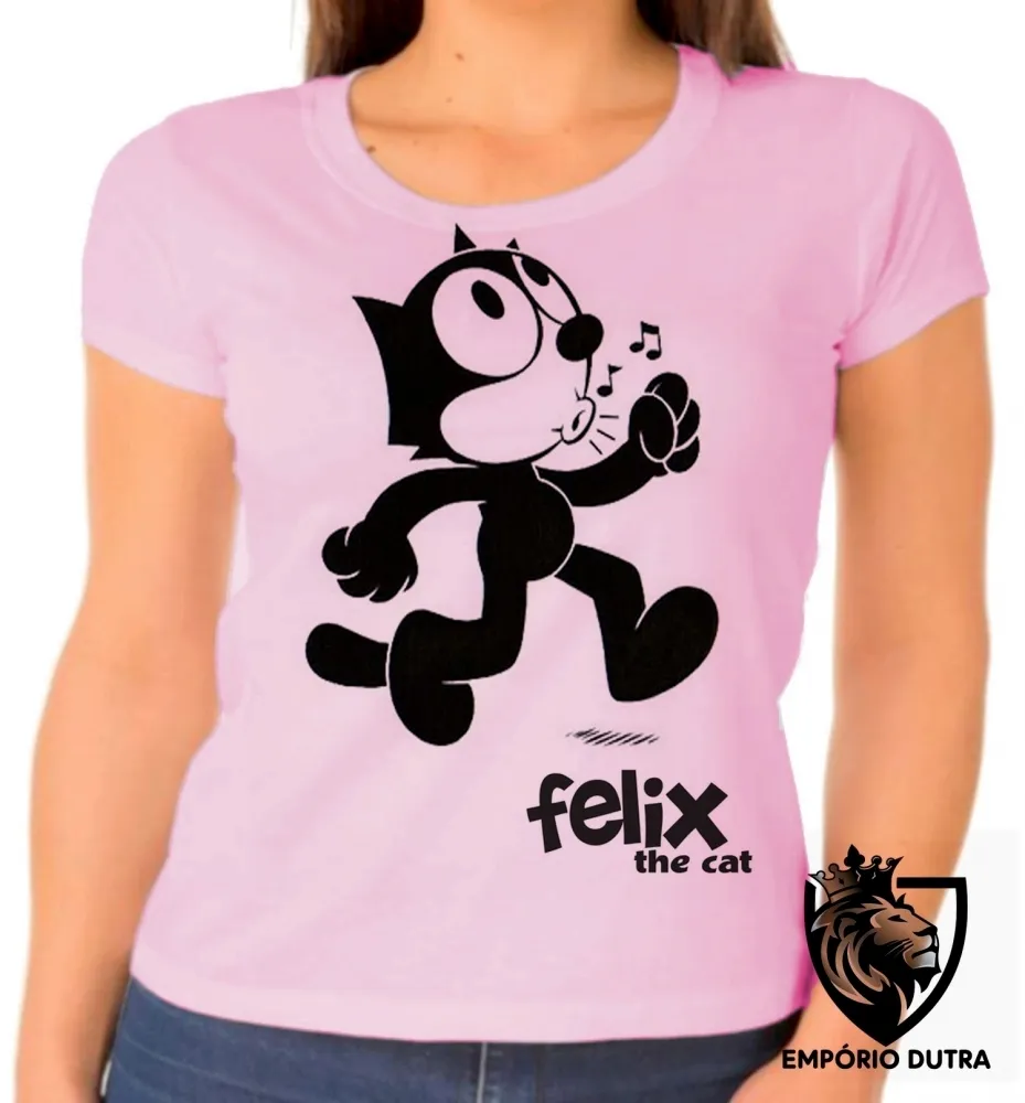 Baby look blusa feminina Félix gato the cat gatinho