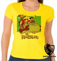 Baby look blusa feminina Flinstones carro fred vilma Flintstones - Foto 3