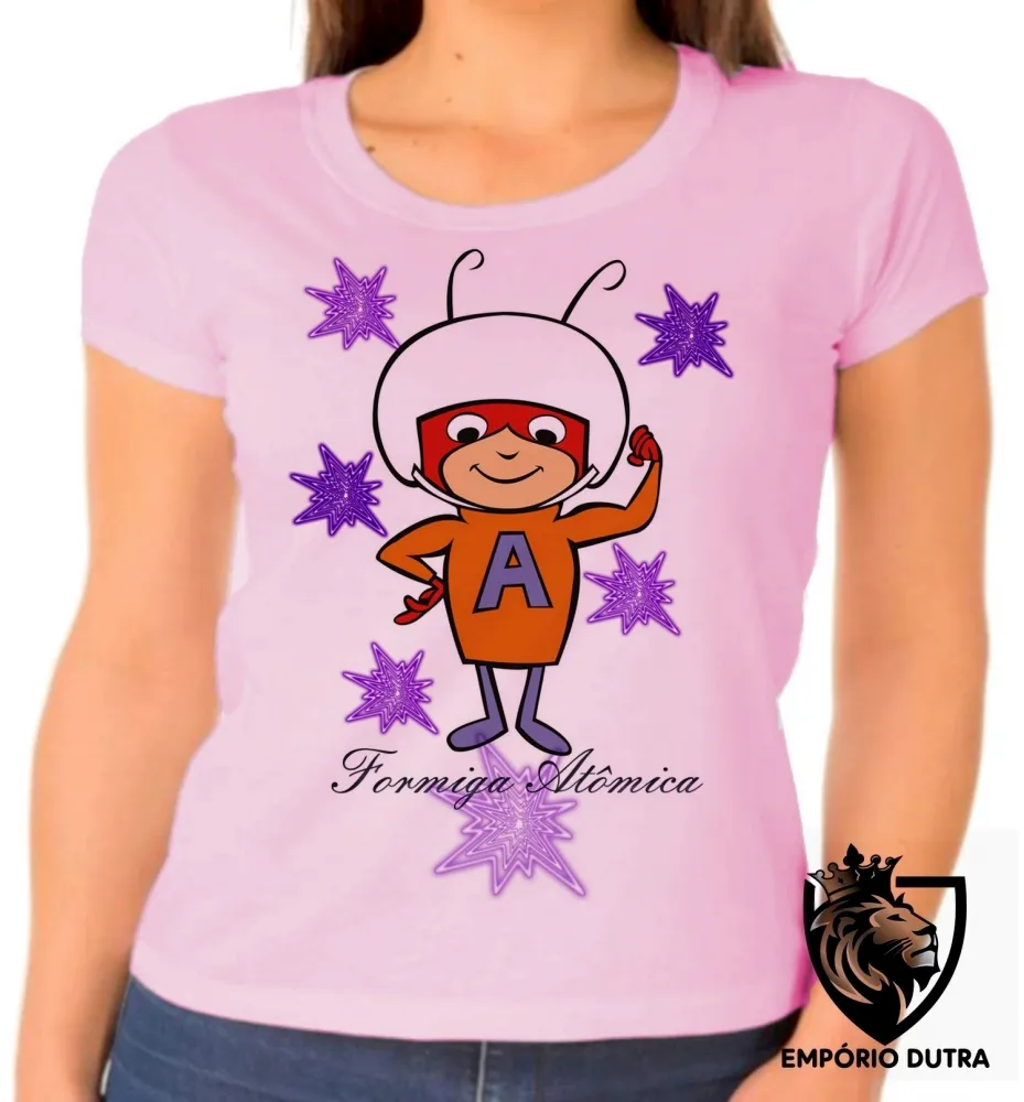 Baby look blusa feminina Formiga Atômica desenho antigo