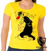 Baby look blusa feminina Frajola bolinhas gato cat piu - Foto 3