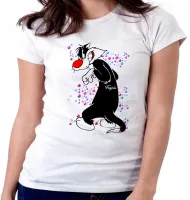 Baby look blusa feminina Frajola bolinhas gato cat piu - Foto 5