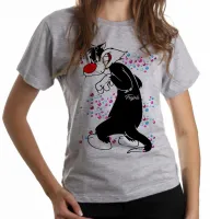 Baby look blusa feminina Frajola bolinhas gato cat piu - Foto 6