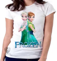 Baby look blusa feminina Frozen Anna Elsa costas - Foto 5