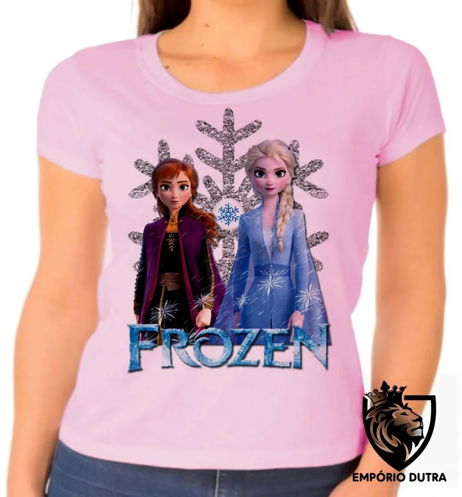 Baby look blusa feminina Frozen Anna Elsa