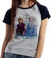 Baby look blusa feminina Frozen Anna Elsa - Foto 4