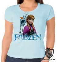 Baby look blusa feminina Frozen Anna Olaf - Foto 2