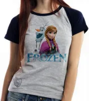 Baby look blusa feminina Frozen Anna Olaf - Foto 4