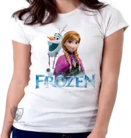 Baby look blusa feminina Frozen Anna Olaf - Foto 5