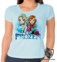 Baby look blusa feminina Frozen desenho elsa anna - Foto 2