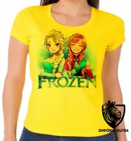 Baby look blusa feminina Frozen desenho elsa anna - Foto 3