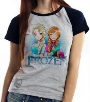 Baby look blusa feminina Frozen desenho elsa anna - Foto 4