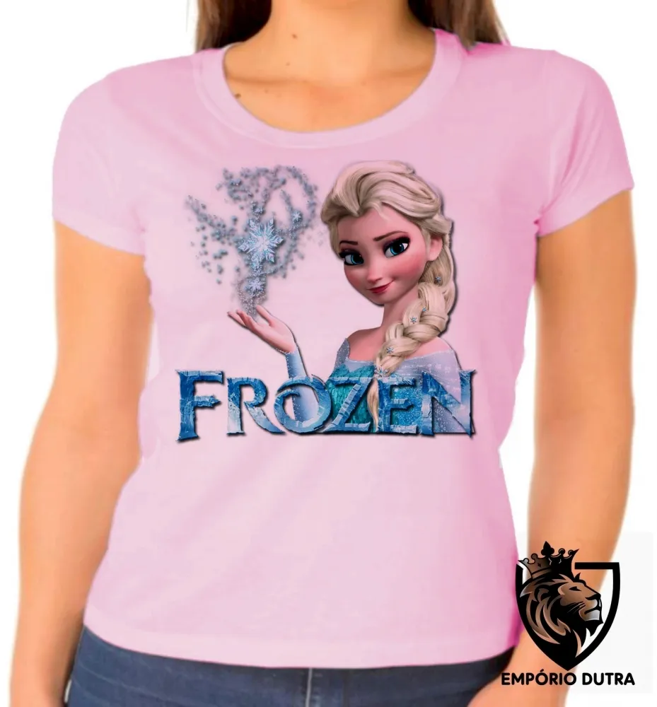 Baby look blusa feminina Frozen Elsa