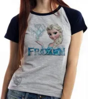 Baby look blusa feminina Frozen Elsa - Foto 4