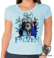 Baby look blusa feminina Frozen floco neve todos - Foto 2
