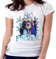 Baby look blusa feminina Frozen floco neve todos - Foto 5