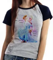 Baby look blusa feminina Frozen forever sisters - Foto 4