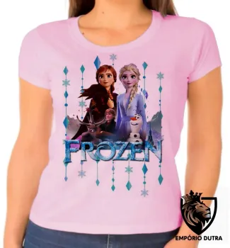 Baby look blusa feminina Frozen Anna e Elsa